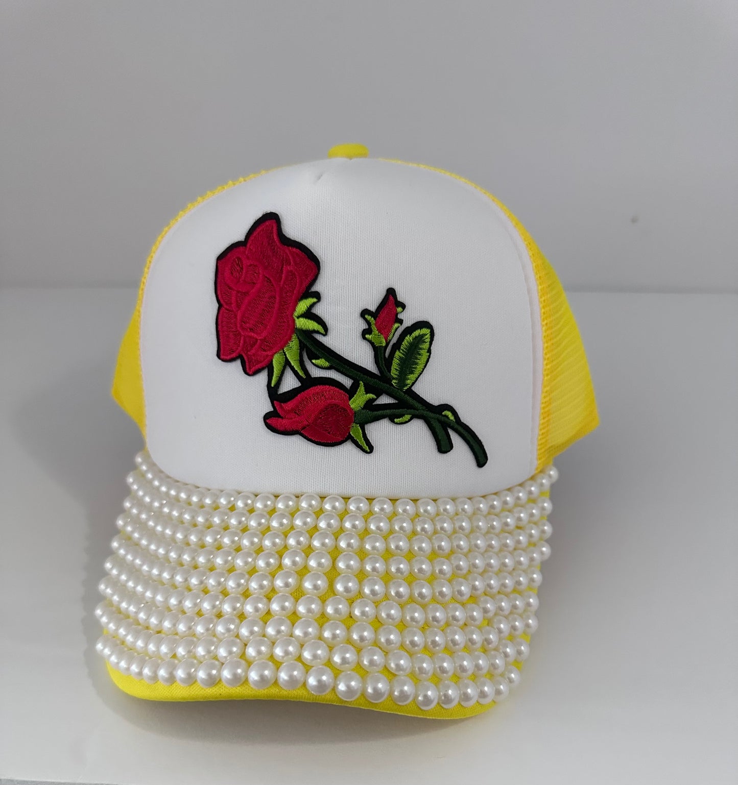Yellow Rose & Pearls Trucker Hat