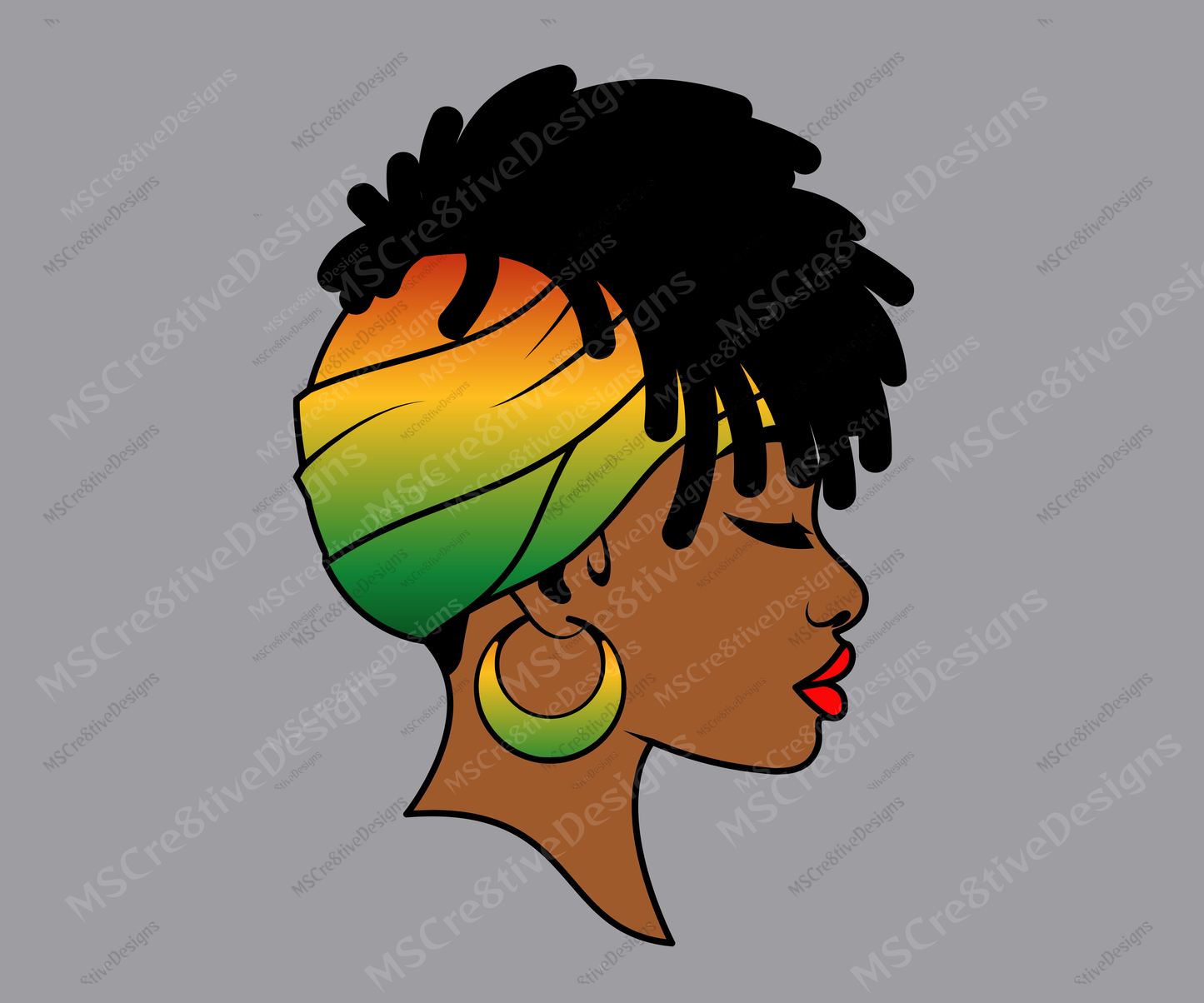 Juneteenth Lady w/head wrap PNG