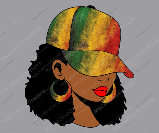 Melanin Lady with Baseball Cap PNG