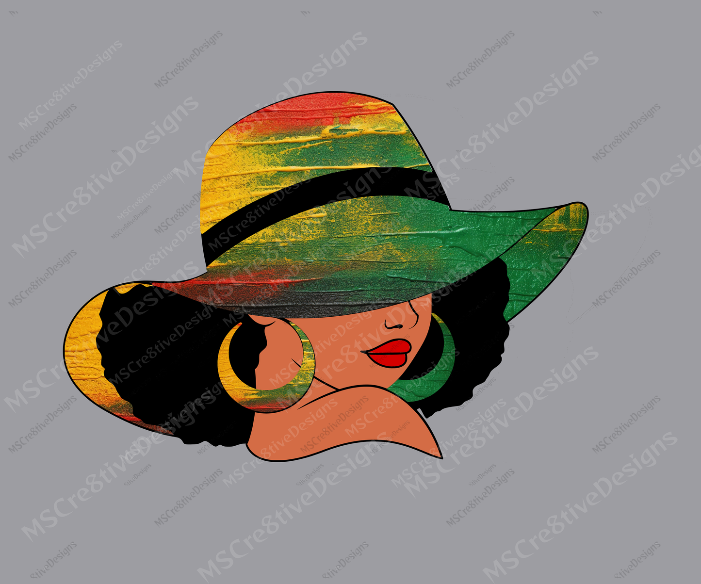 Melanin Lady with Wide Hat PNG